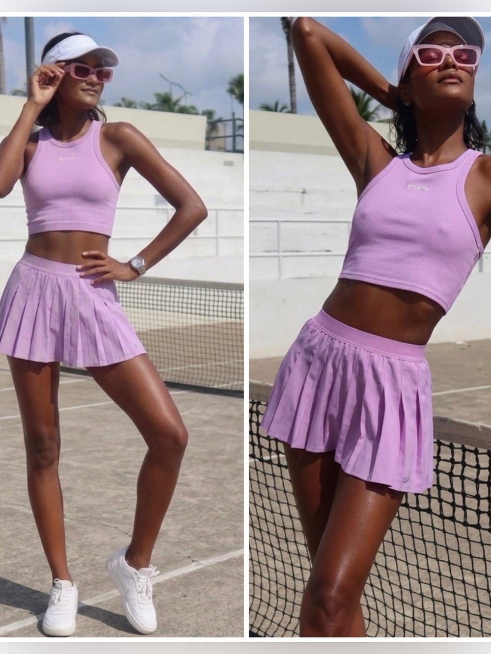 Alo Yoga Pleated Varsity Tennis Skirt with Inner Short Pink Lavender Women's XS